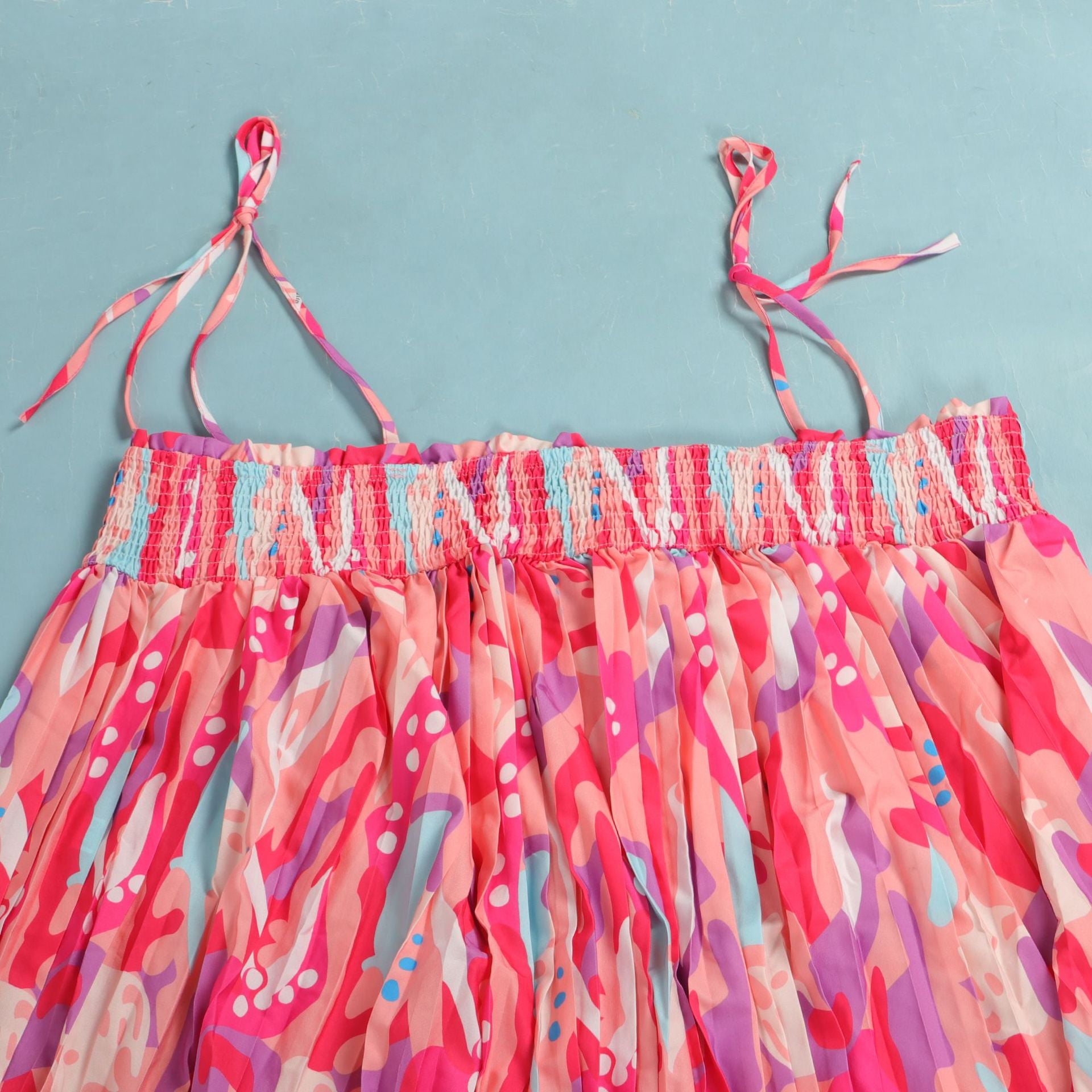 Sexy printed suspenders pleated wide-leg suspenders Jumpsuit 36