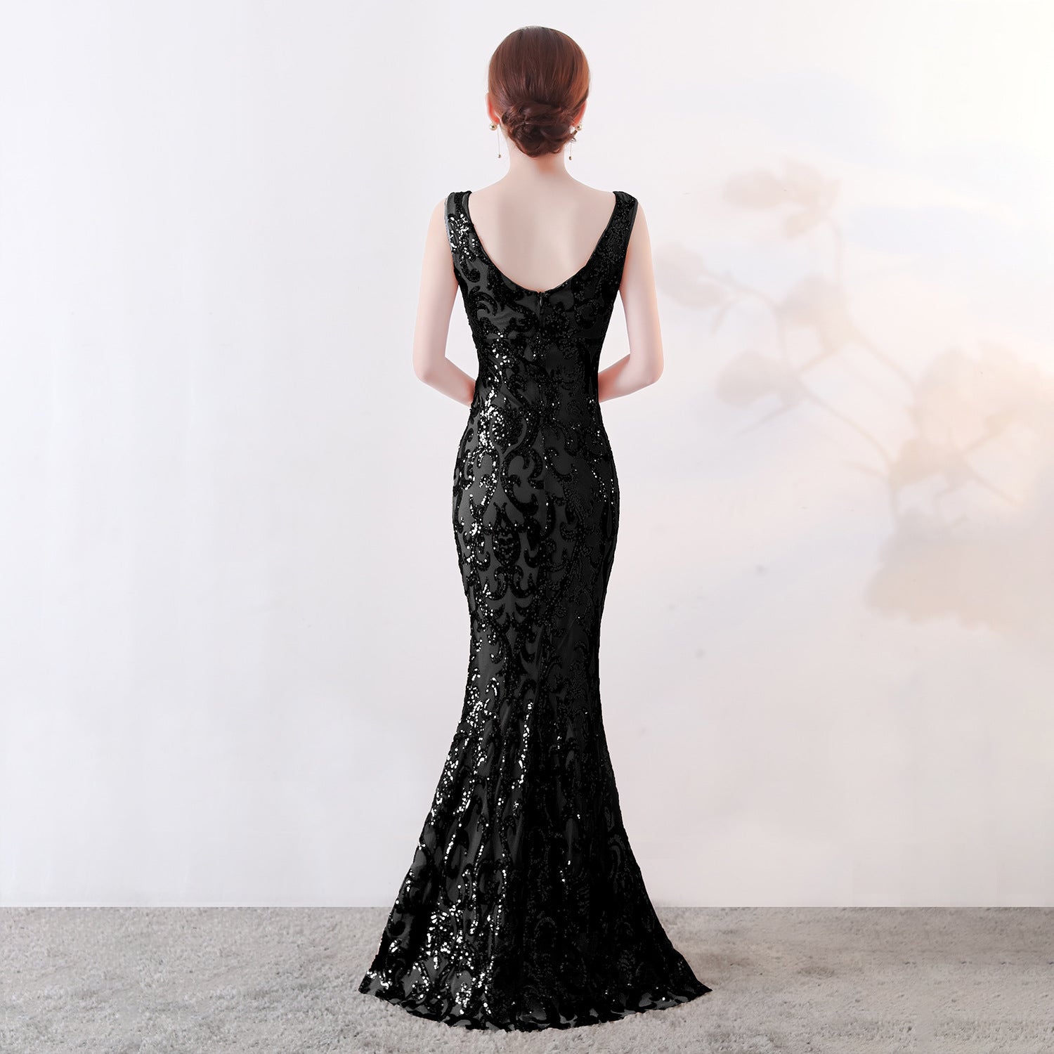 Mesh Embroidered Sequins Long Slim Mermaid Dress Women Formal Fashion Party Dress 24