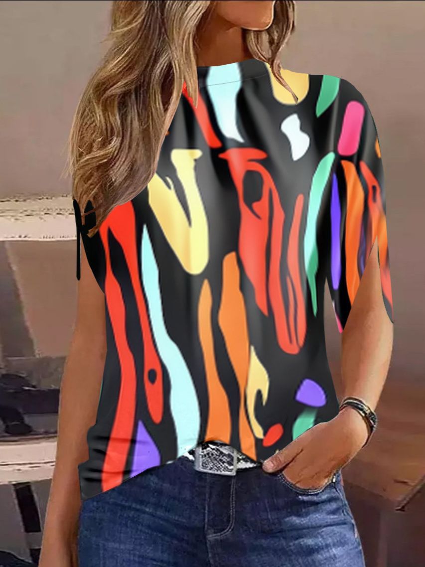 Ladies Casual Round Neck Regular Pullover Digital Printed Shirt 10