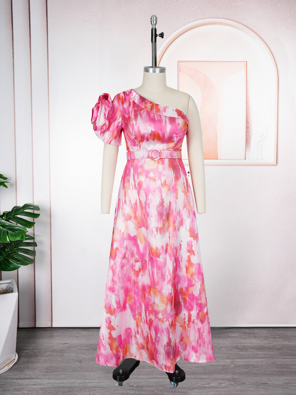 African Sexy Slash Shoulder Women's Plus Size Print Dress 9