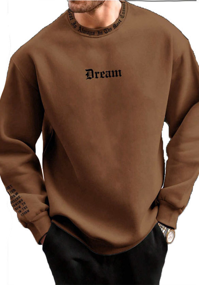 Men's Solid Color Outdoor Fitness Casual Fashion Printed Pullover Top