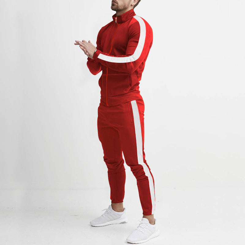 Autumn And Winter Casual Men's Sports Suits Color Matching Men's Casual Trendy Two Piece Tracksuit 13