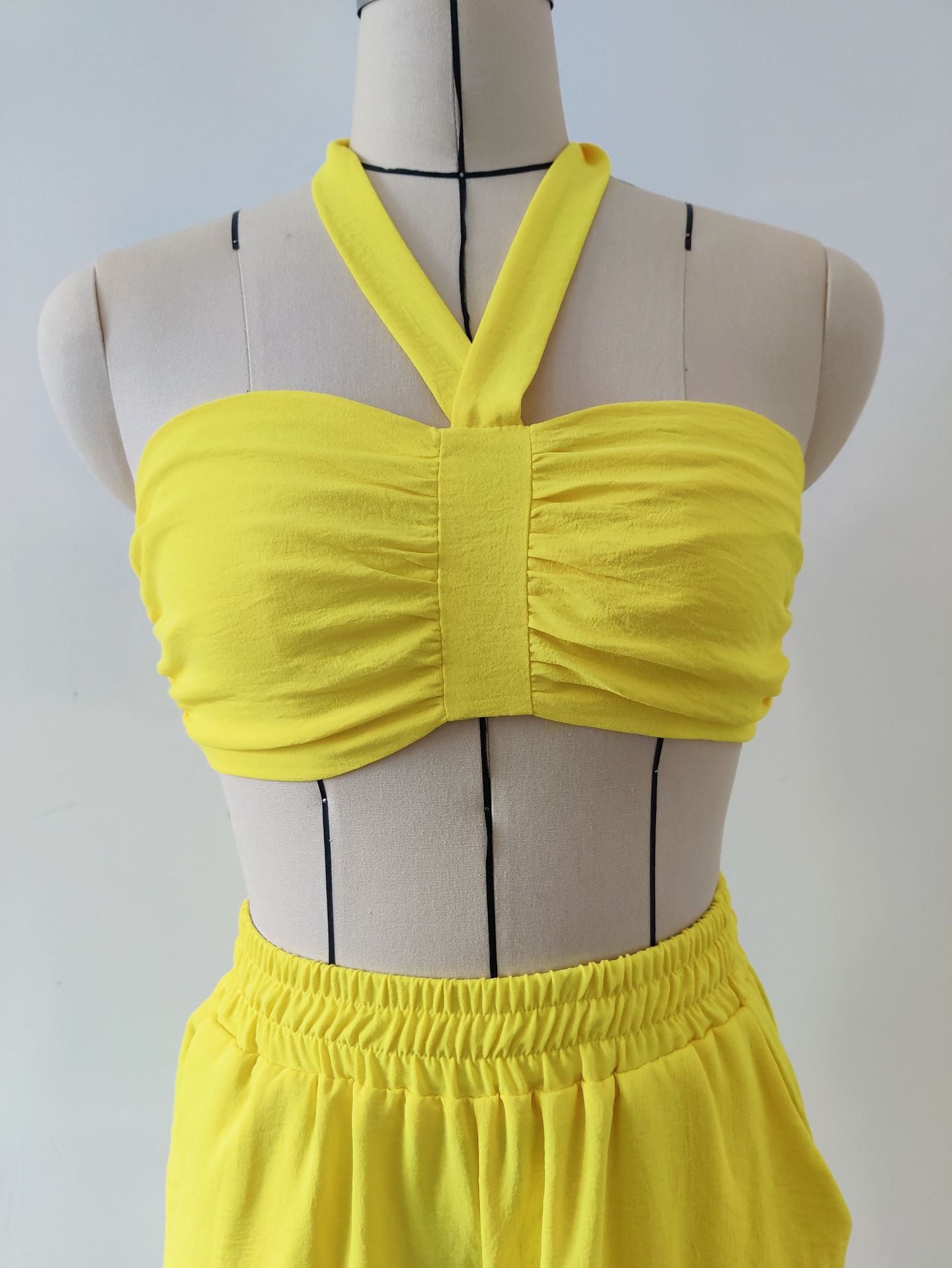 Fashion Women's Sleeveless Sexy Strappy Top Elastic Waist Loose Trousers Two-Piece Set 23