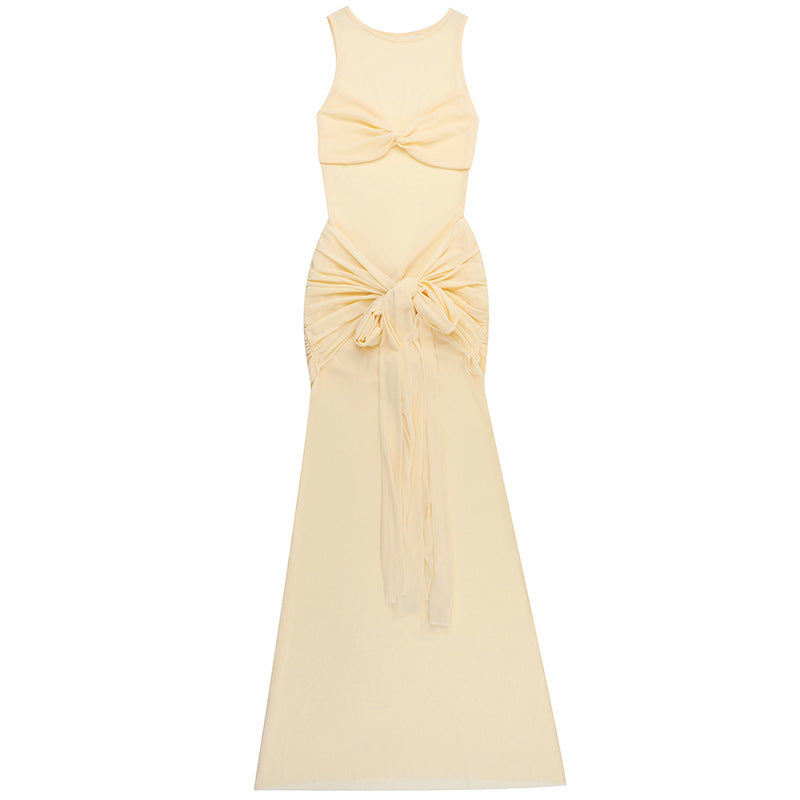 Women Mesh Fishtail Ribbon Bodycon Sundress 8