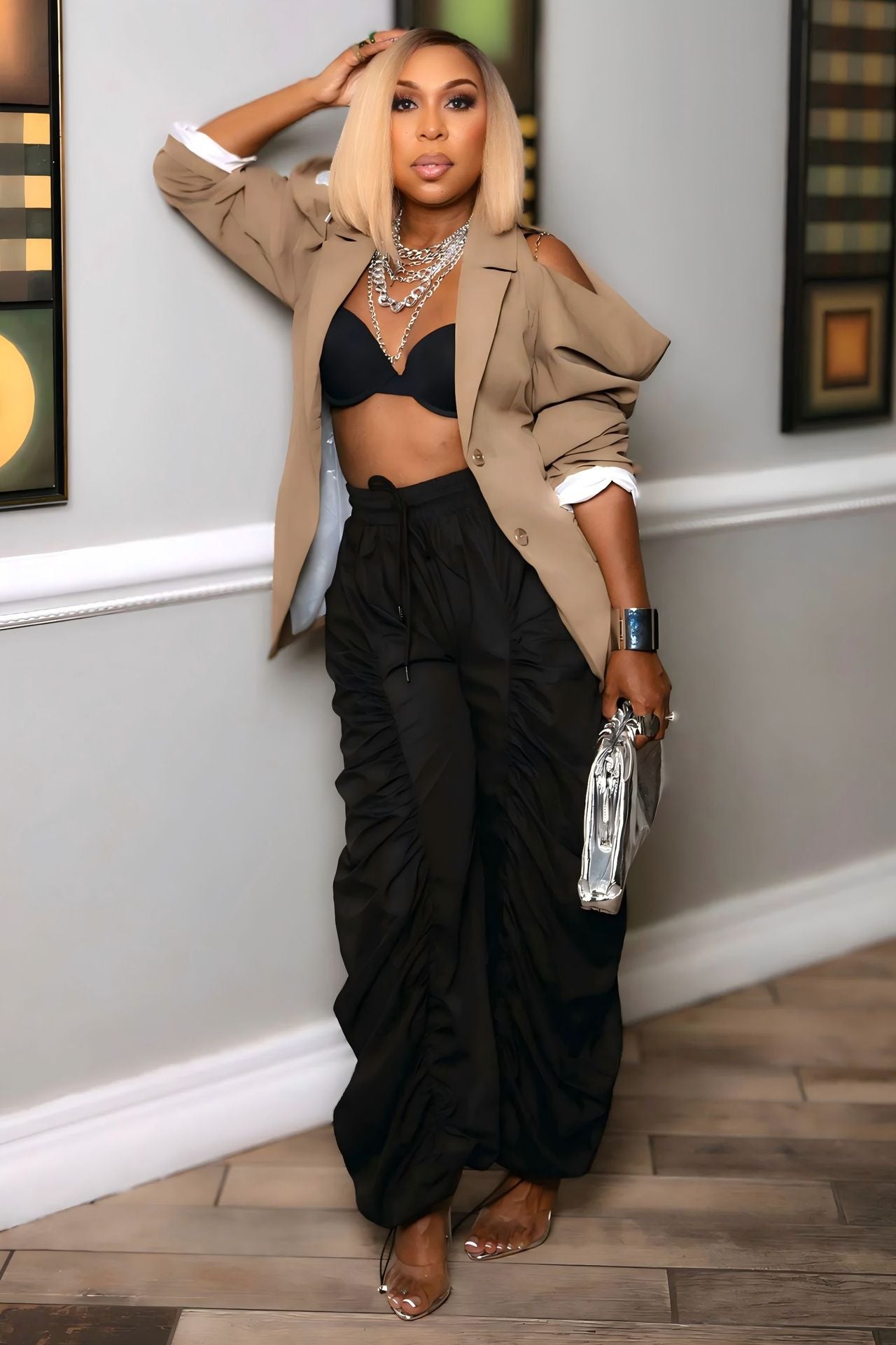 Fashionable Women's Casual Fashion Pleated Loose Pants 6