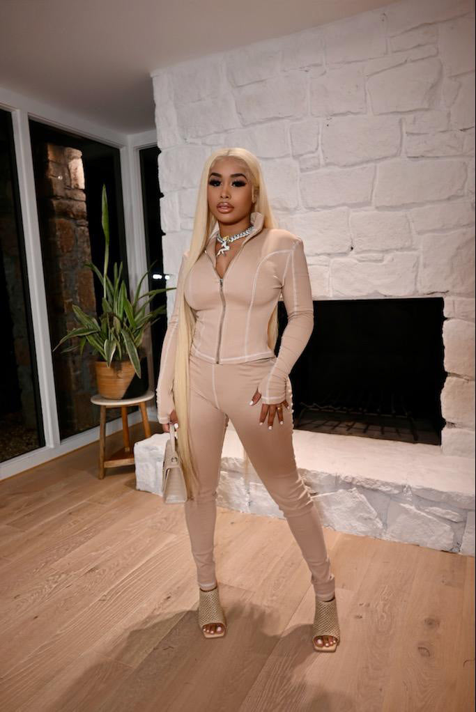 Women's Casual Long Sleeve Tight Slim Sport Two Piece Pants Set 3