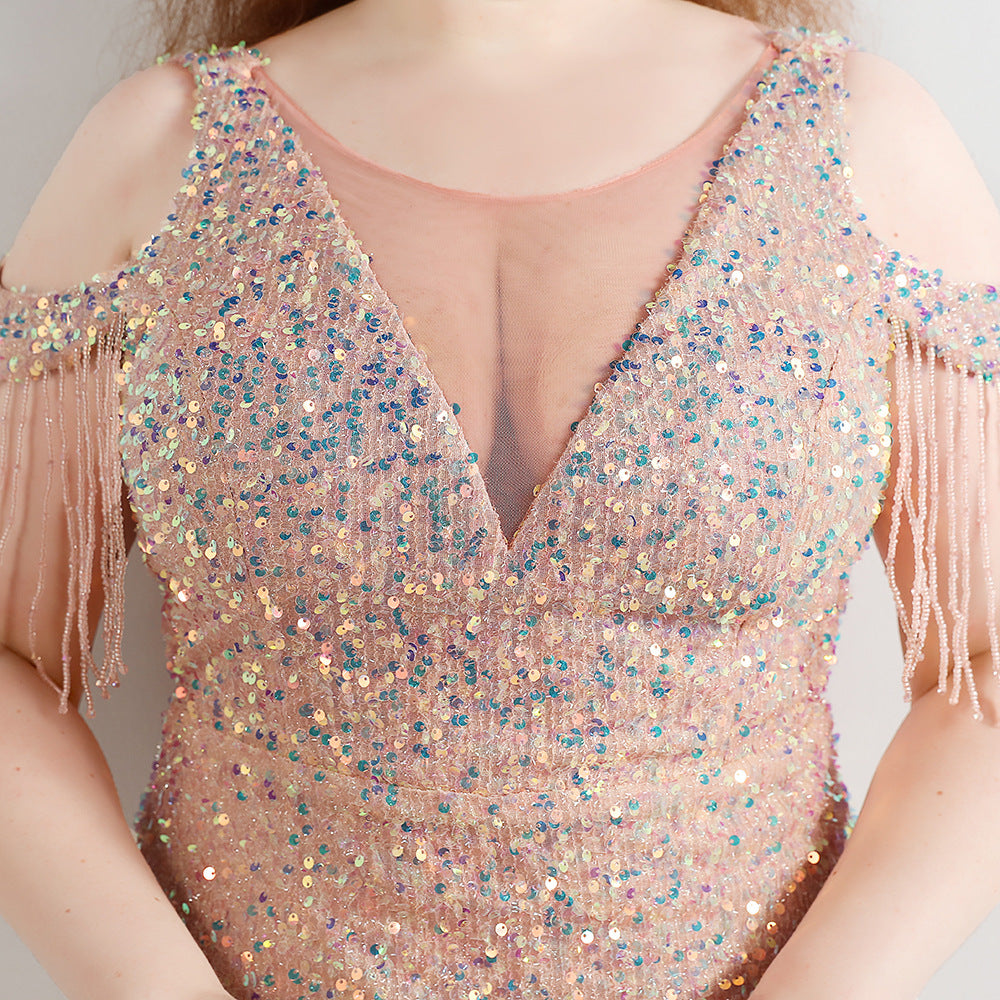 Spring and Summer Long Sequin Plus-Size Formal Party Evening Dress 21