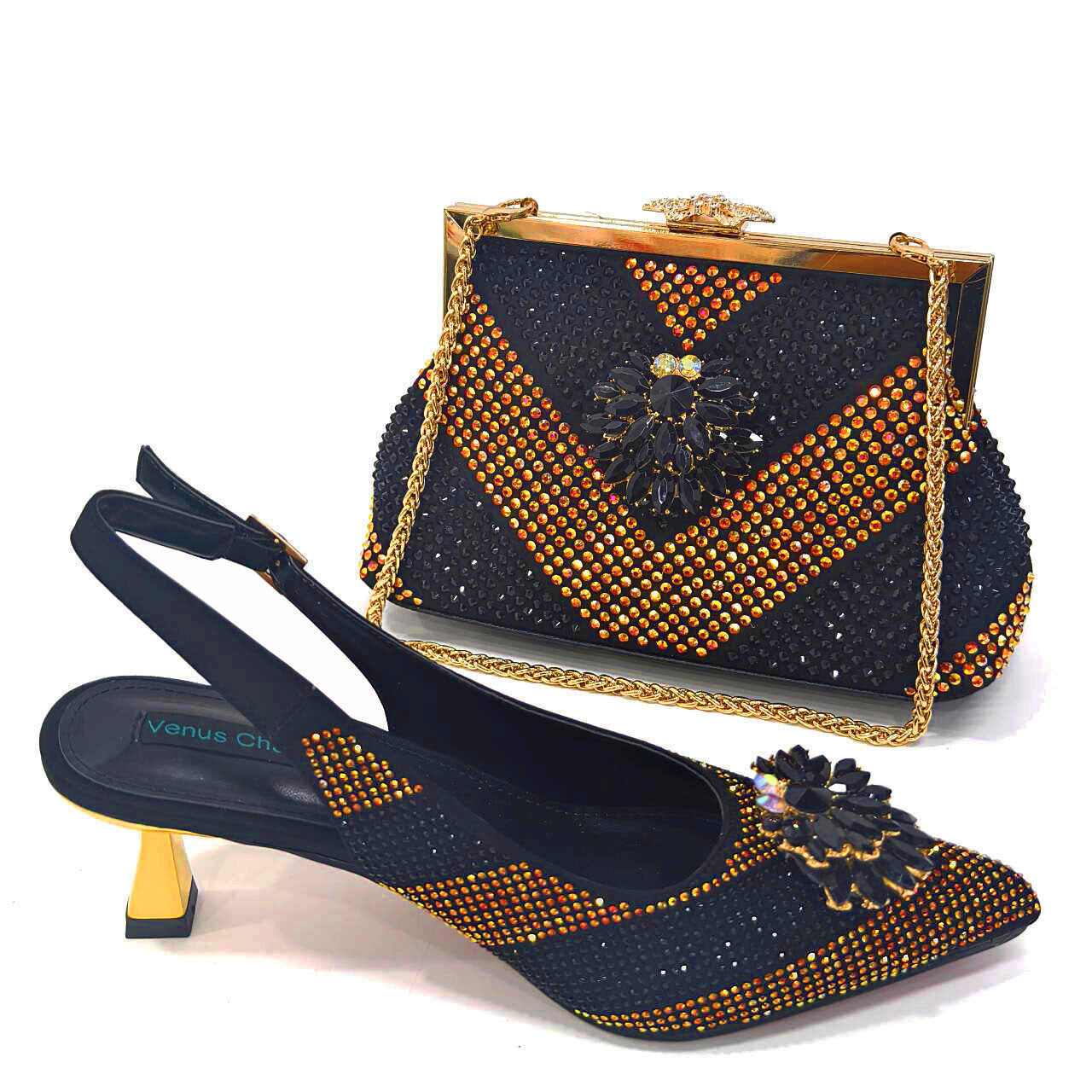 Pointed-Toe Shoe And Bag Set Combination Heels Pointed-Toe Shoes Trapezoidal Bags 10