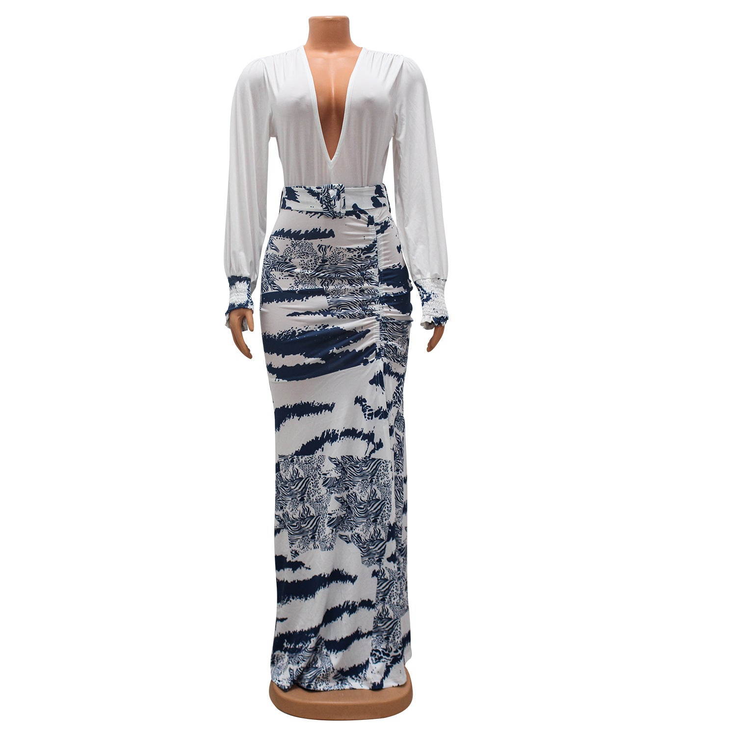 Women Patchwork Print Tie Dye Slit Dress 7