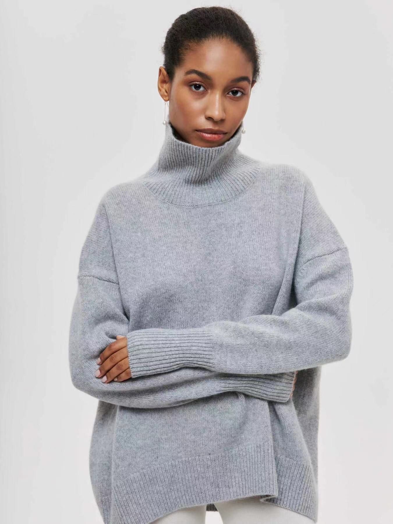 Women loose turtleneck sweater 4