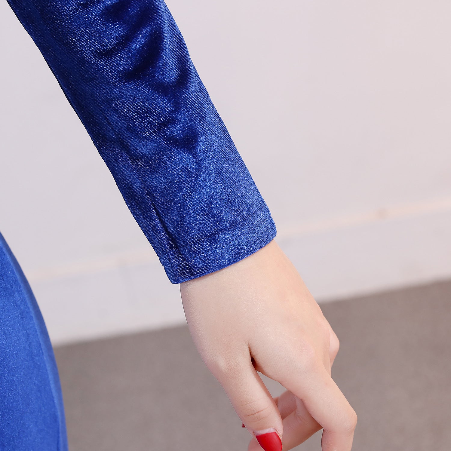 Women Long-Sleeved Velvet Evening Dress Formal Party Autumn And Winter Long Fishtail Party Dress 13