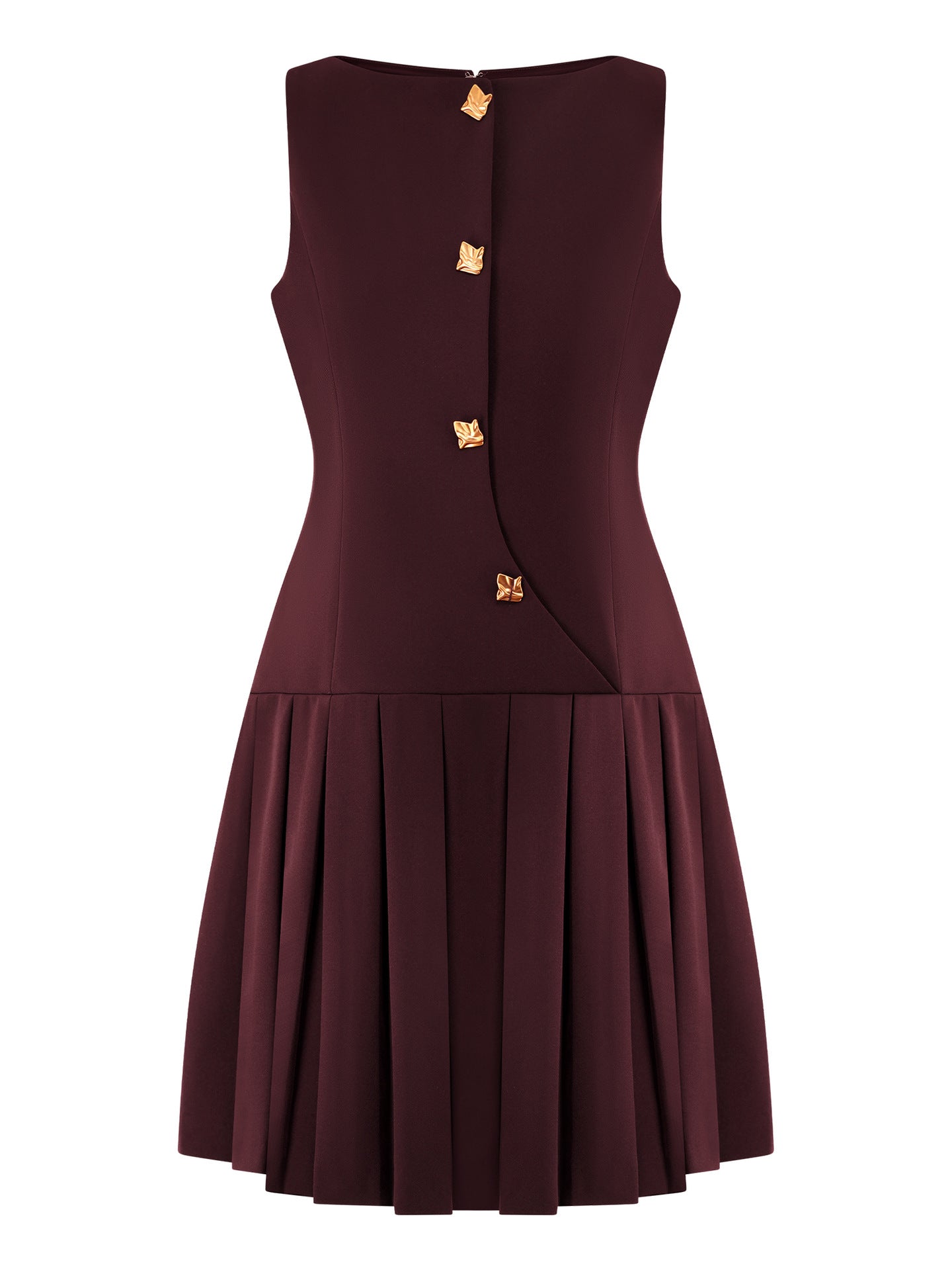 Spring Summer women's  solid color sleeveless Slim Waist pleated short dress 9