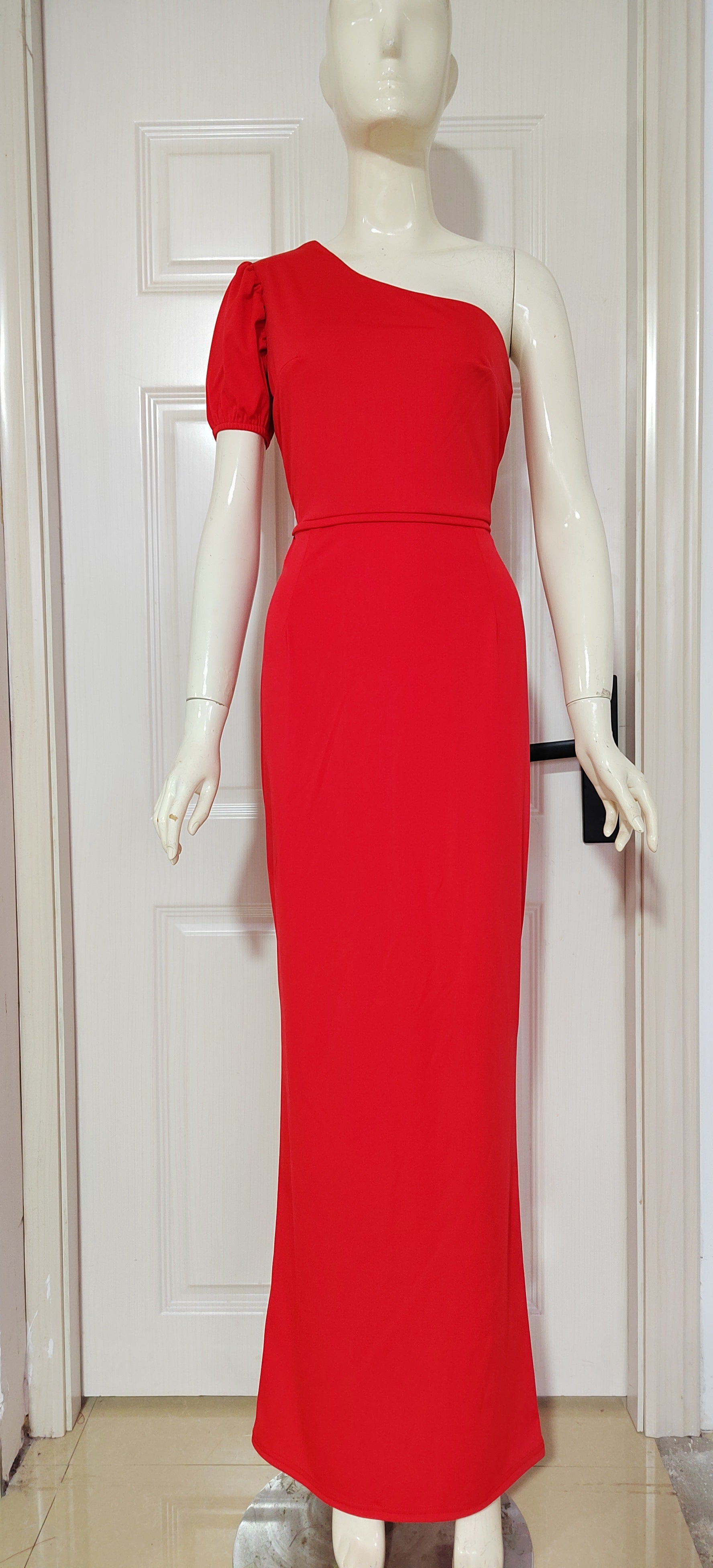 Women's One Shoulder Sexy Chic Balloon Sleeve Dress 31