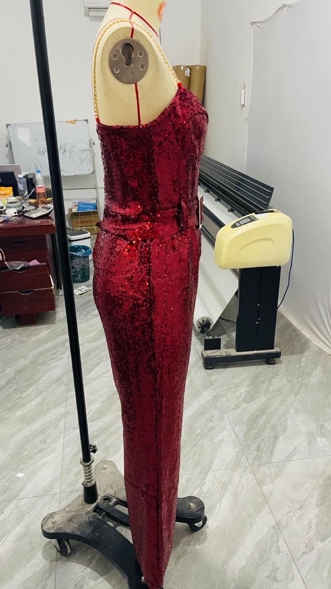 Fashionable women's sexy chain strap Low Back belt sequin Jumpsuit 14