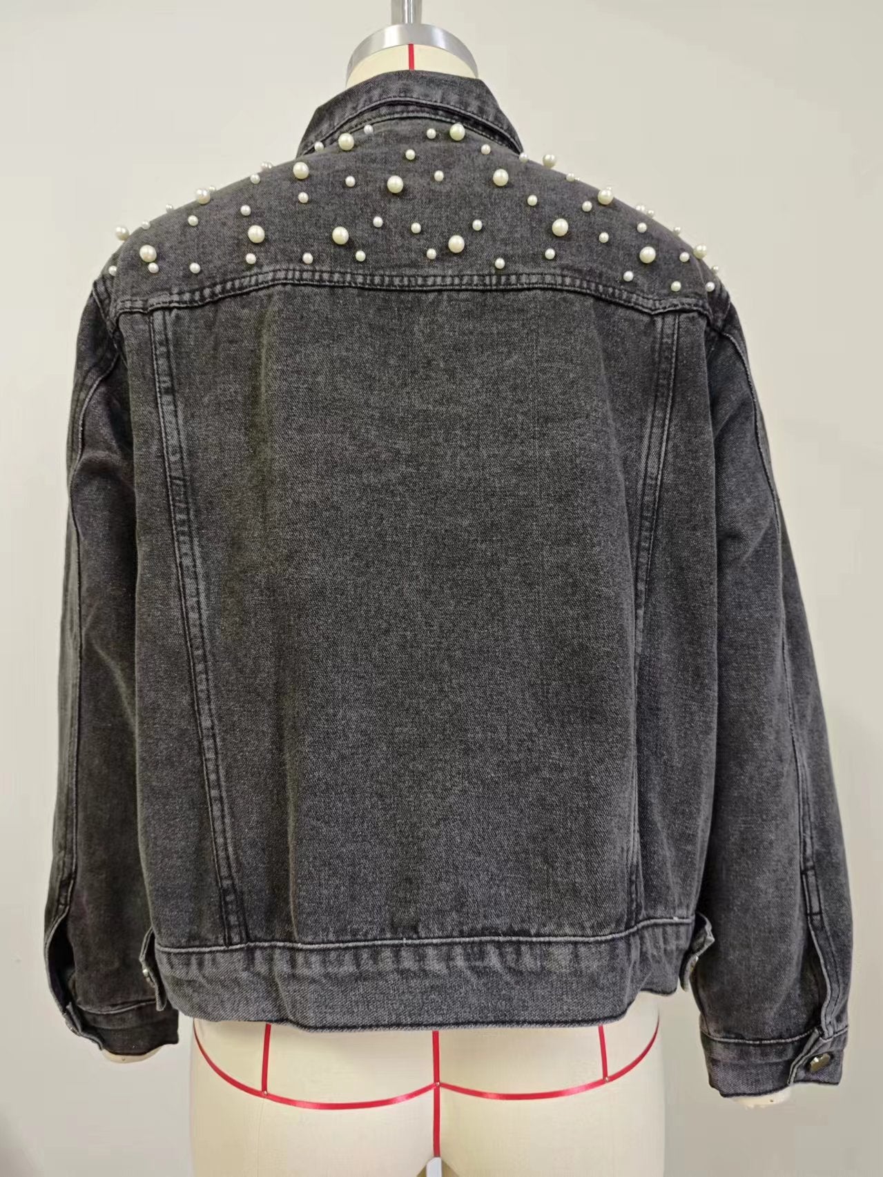 Women Washed Crop Long Sleeve Denim Jacket 21
