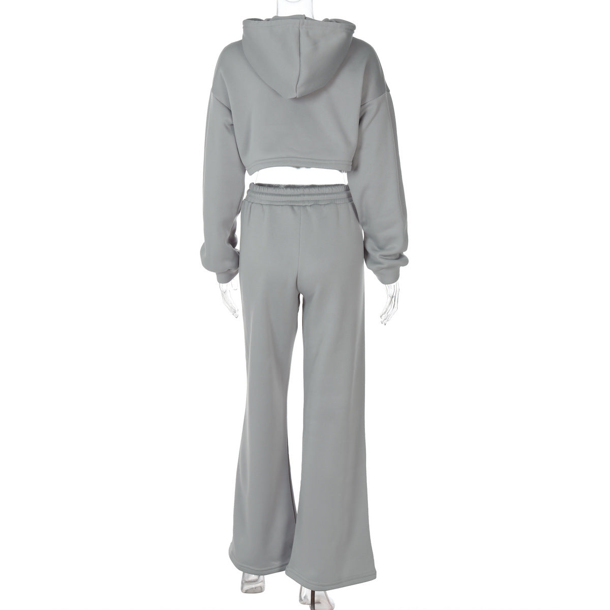 Women's Autumn Winter Fashion Zipper Hooded Crop Top Slim Casual Pants Two-Piece Set 8