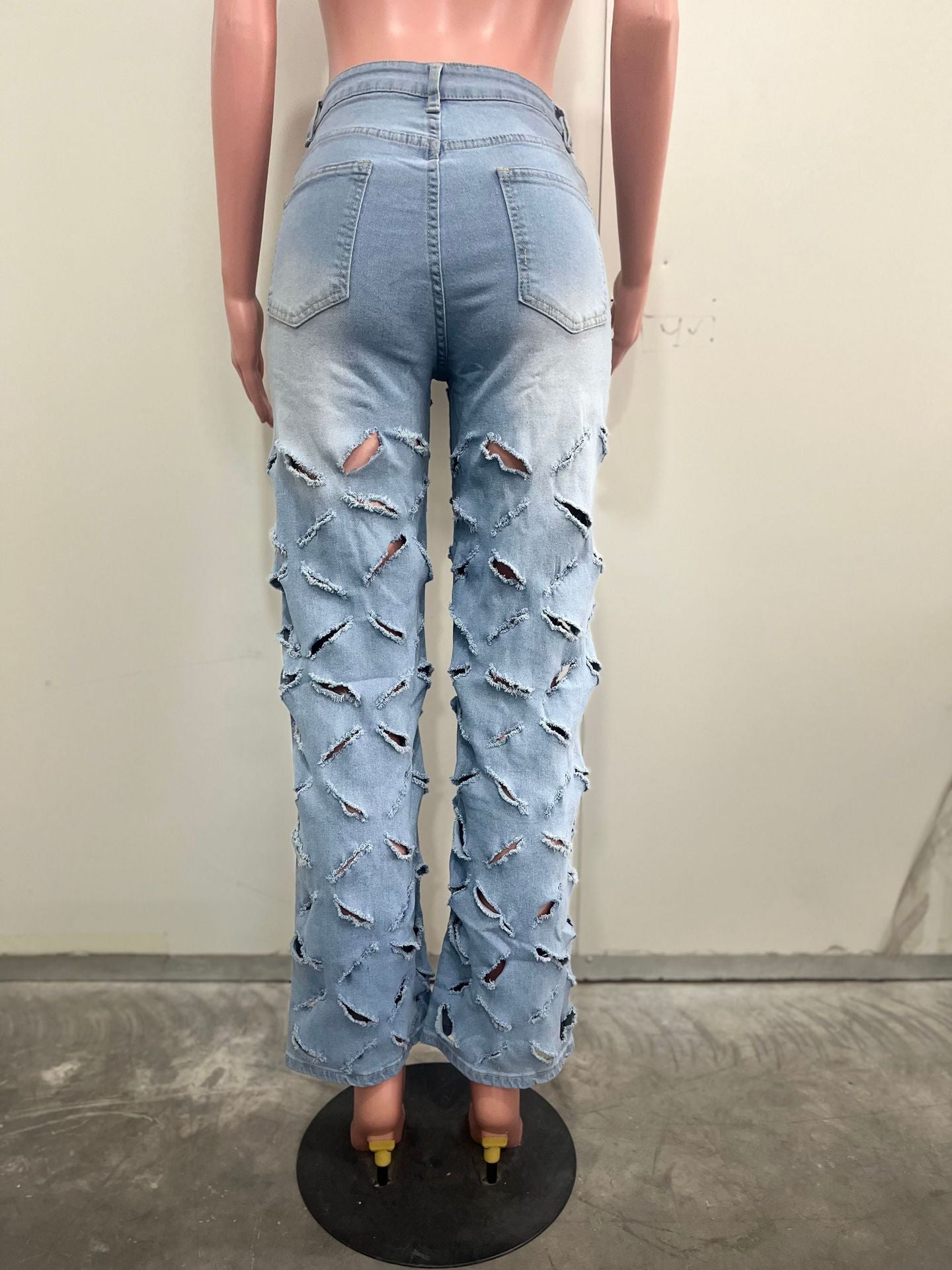 Women Spring Summer Sexy Ripped Washed Denim Pants 9