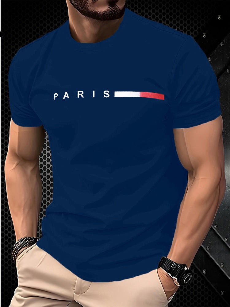 Men's Summer Letter Print Short Sleeve Casual Round Neck T-Shirt 6