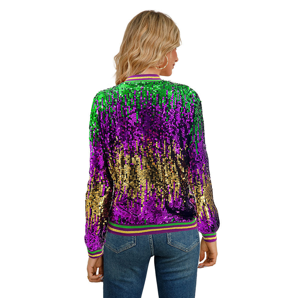 Spring Autumn Women's Long Sleeve Sequined Jacket 6