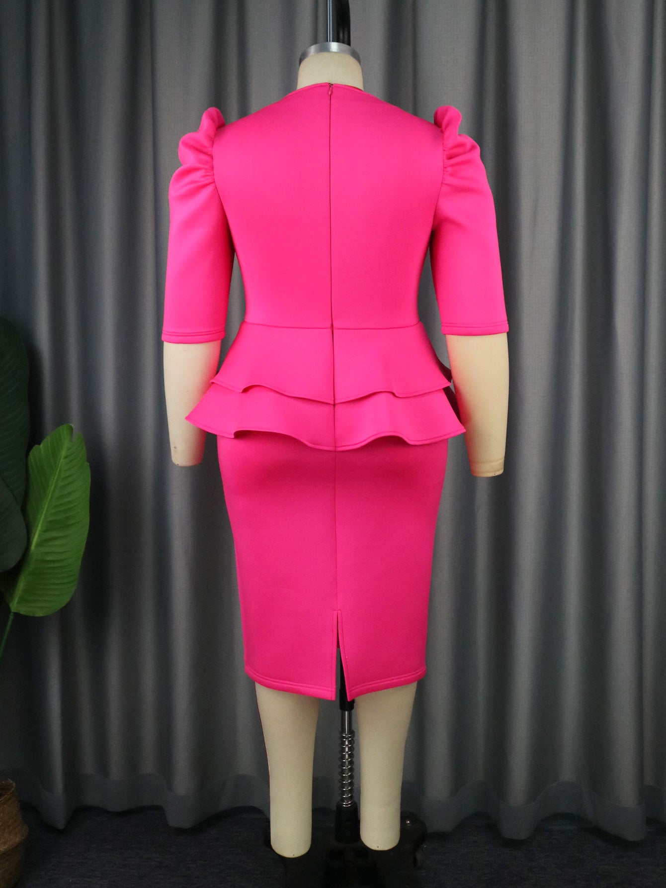 Fake Two Piece Style Cocktail Party Ruffled High Waist Bodycon Dress 8