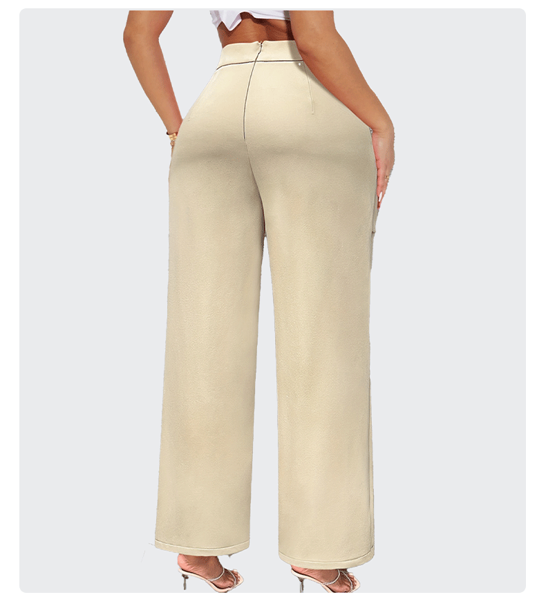 Fashion Chic Career Loose Casual Pants Women Wide Leg Straight Trousers