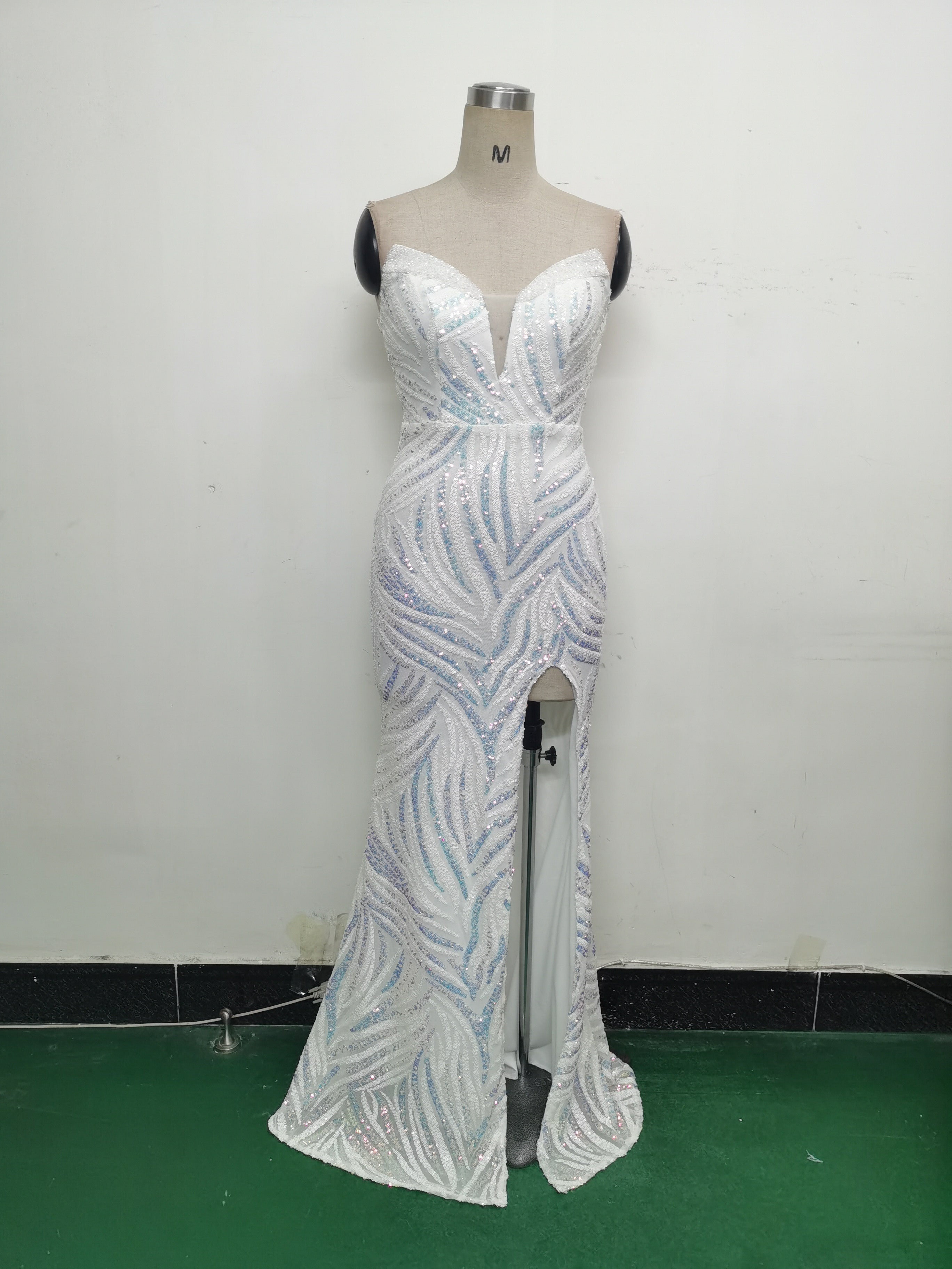 Women Beaded Sequined Wrap Dinner Party Evening Dress 34