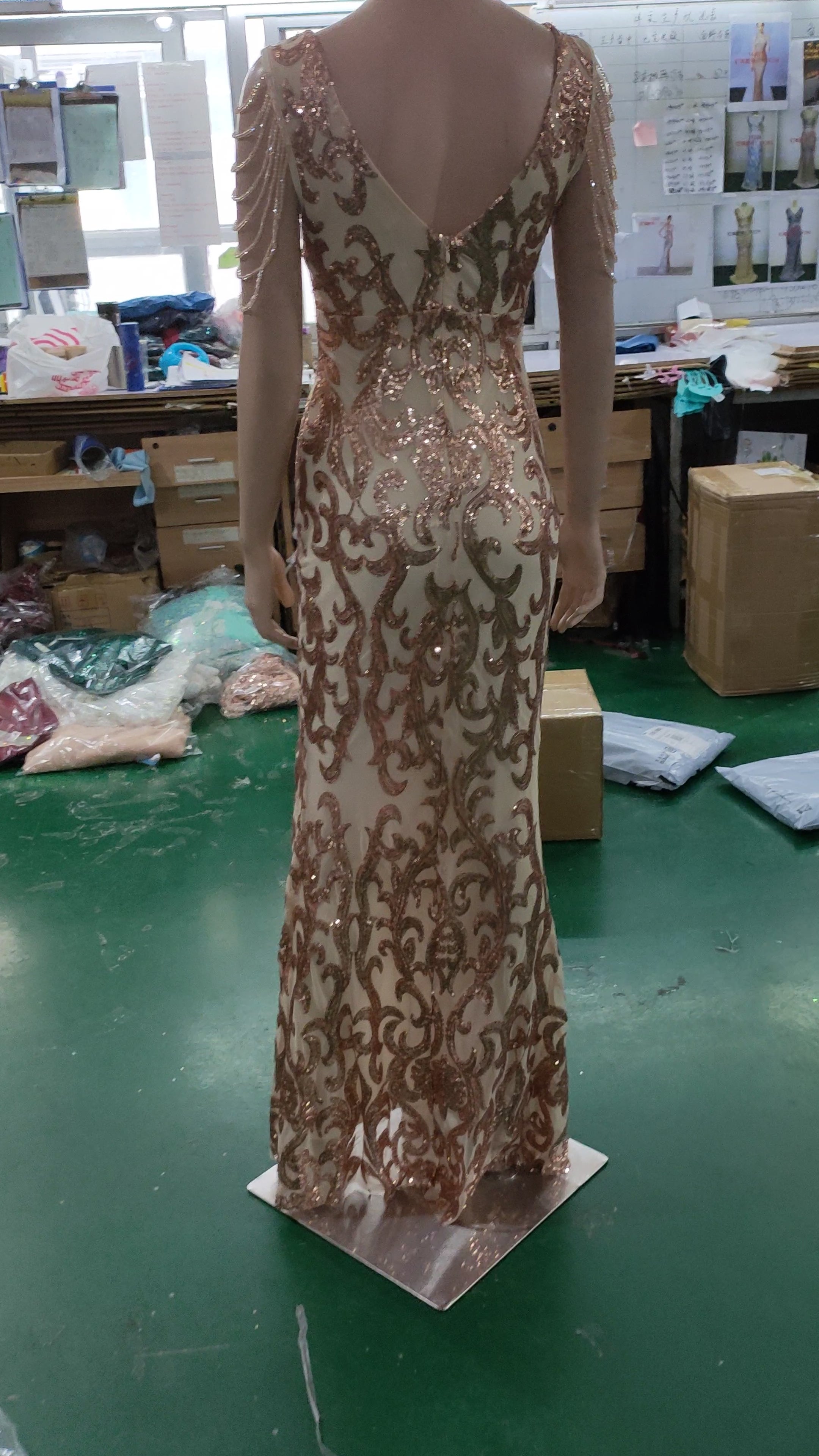 Women Sequined Sequin Long Evening Dress 16