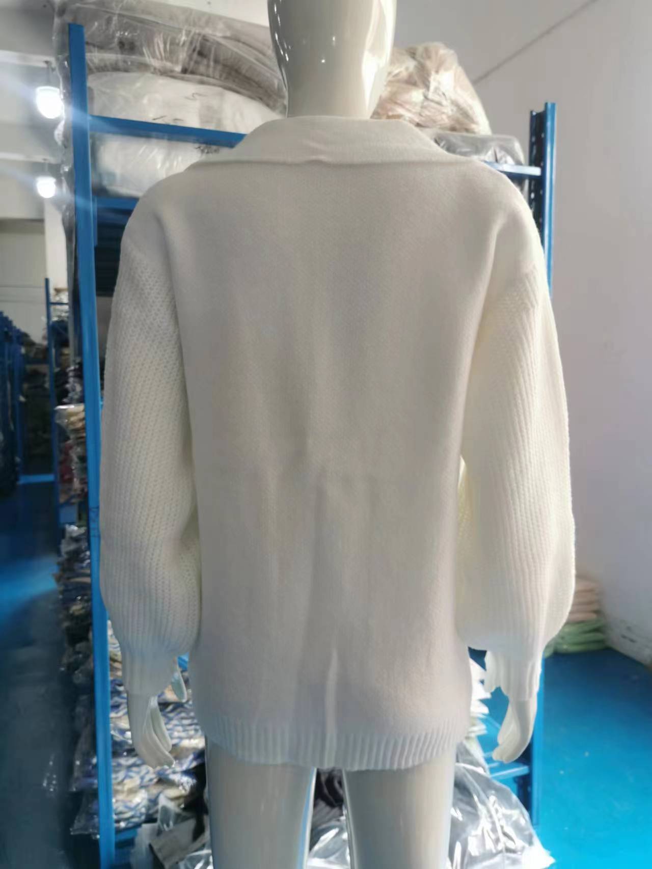 Solid Color Cardigan Turndown Collar Long-Sleeved Knitting Coat Autumn And Winter Fashion Sweater 17