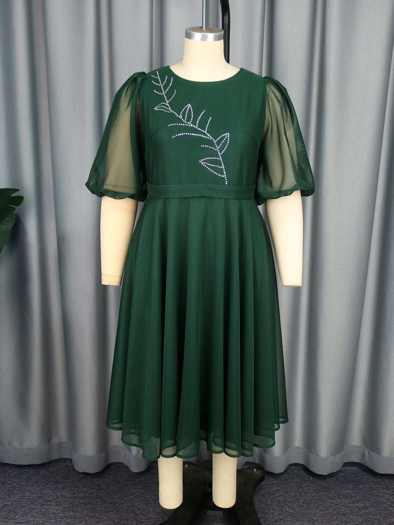 Women Plus Size Puff Sleeve Formal Party Dress 8