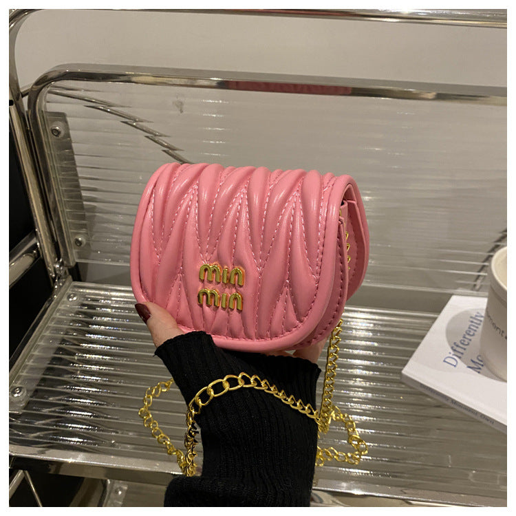 Women Mini Pleated Shell Bag Chain Bag Modern Crossbody Shoulder Bag 18