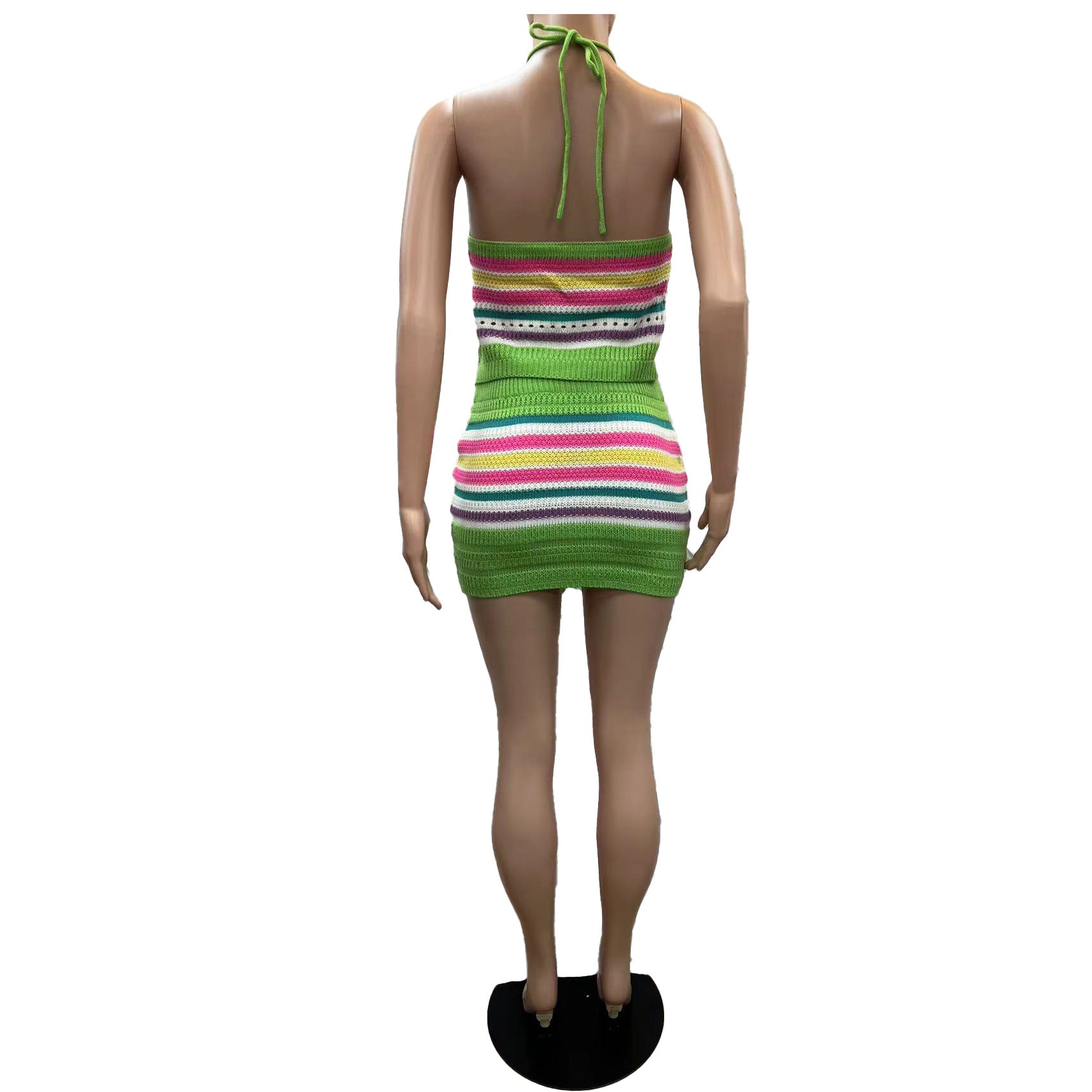 Women Backless Halter Neck Top and skirt two piece set 16