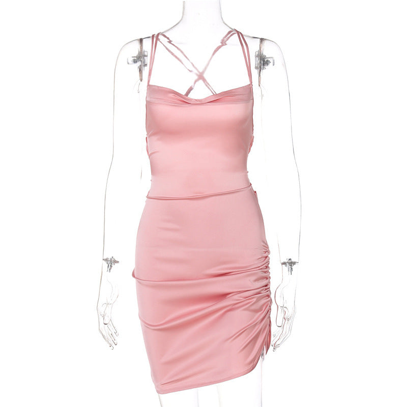 Women summer Career suspender Solid sleeveless sexy Dress 5
