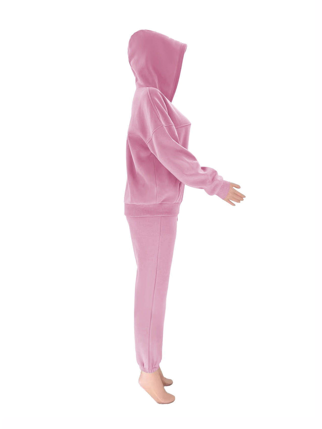 Women Solid Hoodies and Pant Casual Two-piece Set 25