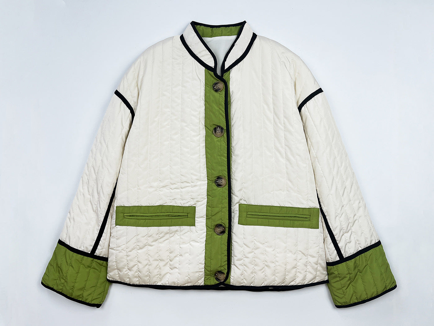 Women Fashion Contrast Color Long Sleeve Jacket 12