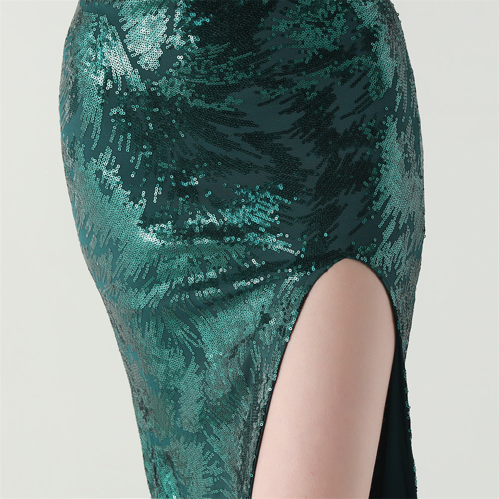 Women cross Lace-Up fishtail evening dress Formal Party evening dress 41