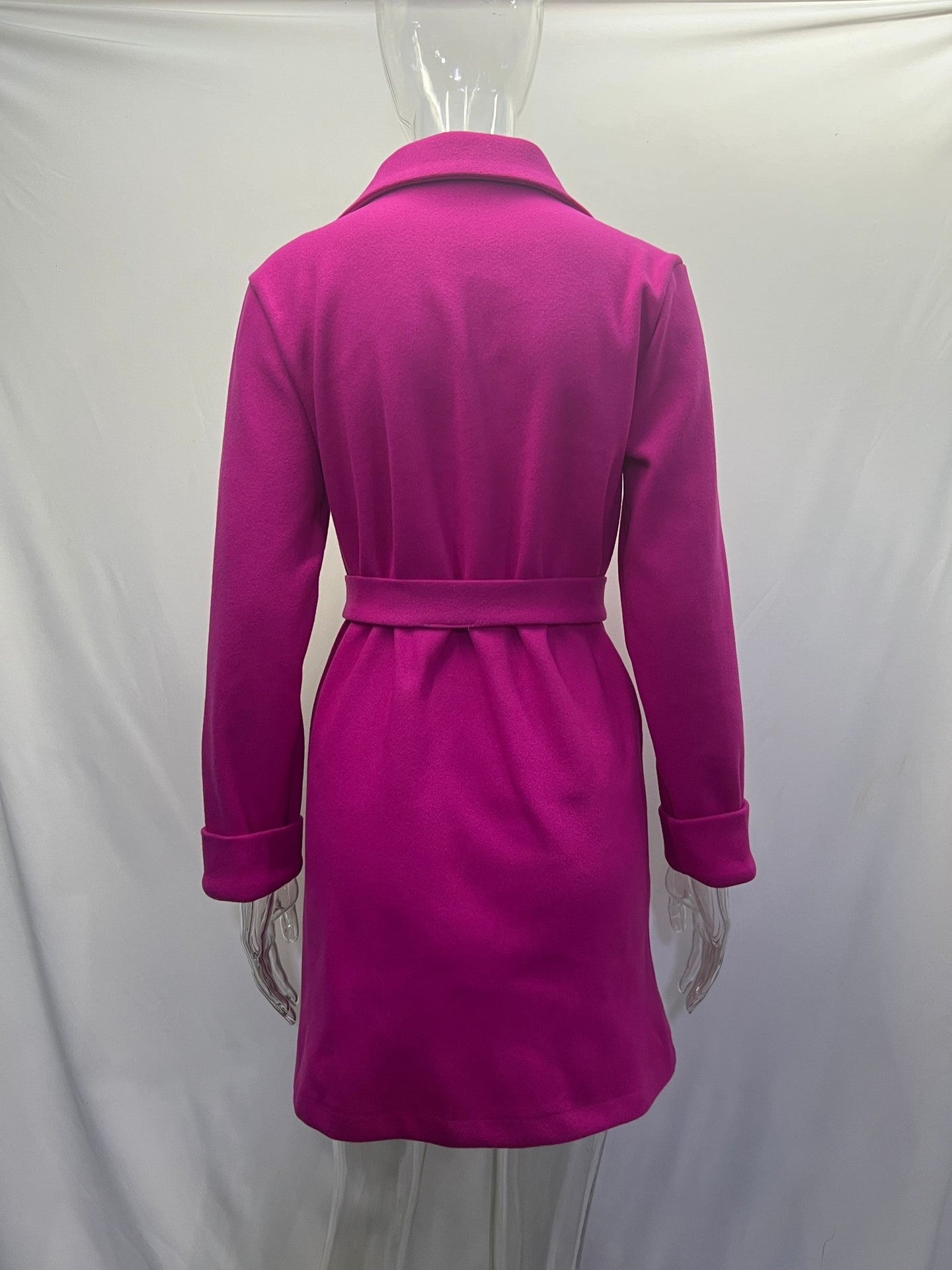 Women Belt Turndown Collar Coat 21