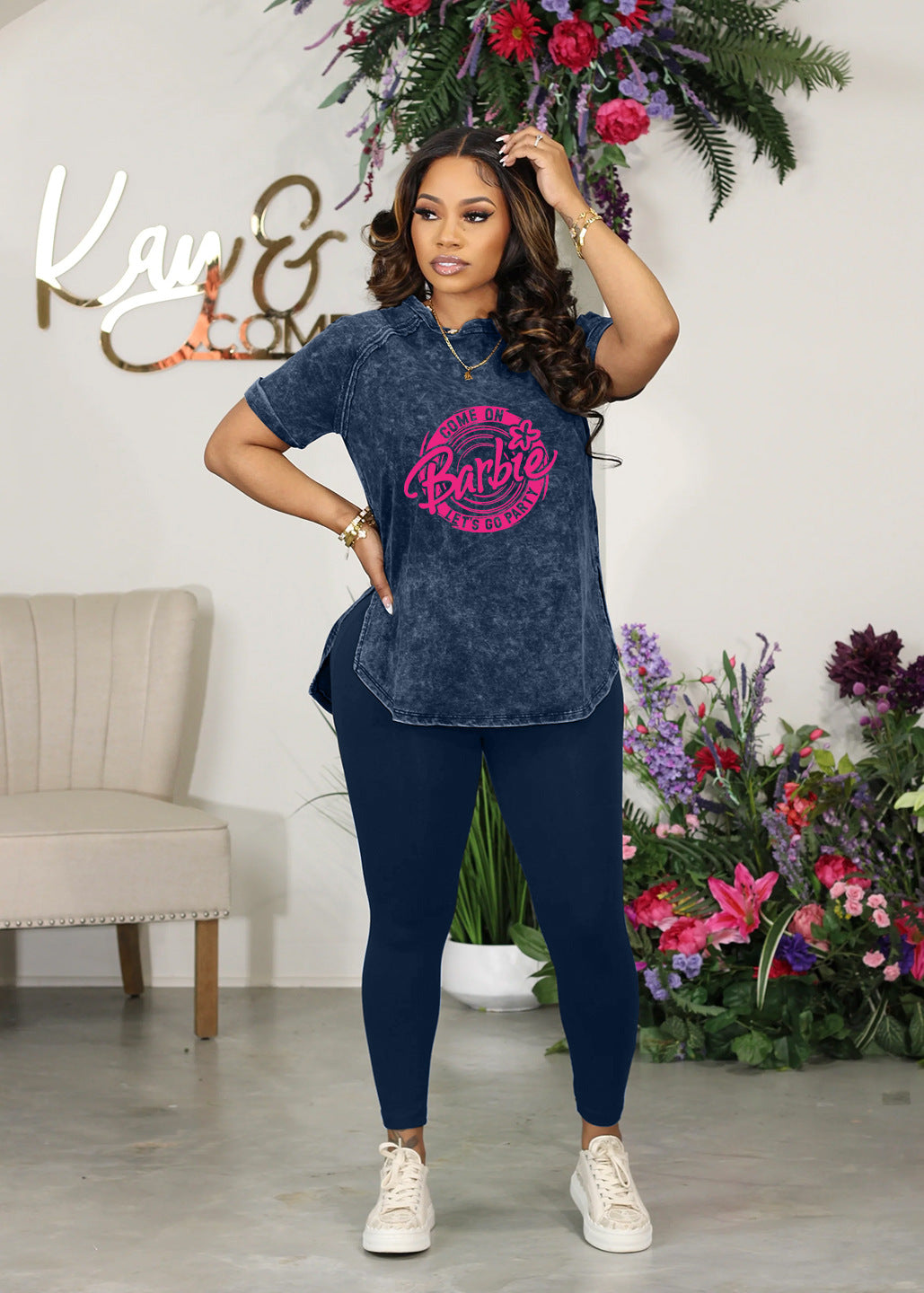 Fashion Women's Printed Casual Sports Two Piece Pants Set 8