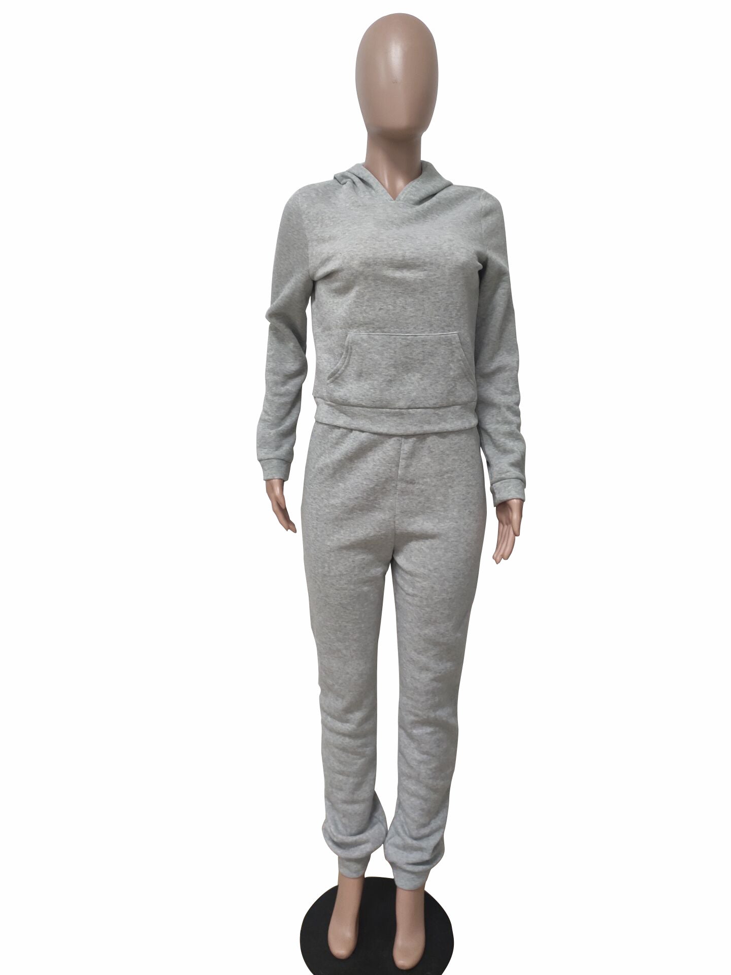 Women Fall/Winter Solid Hoodies and Pant Sport Two-Piece Set 25