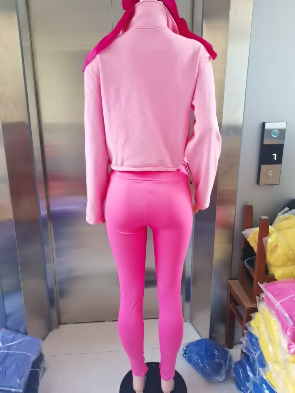 Women washed long-sleeved zipper pocket top and Pants Two Piece Set 11