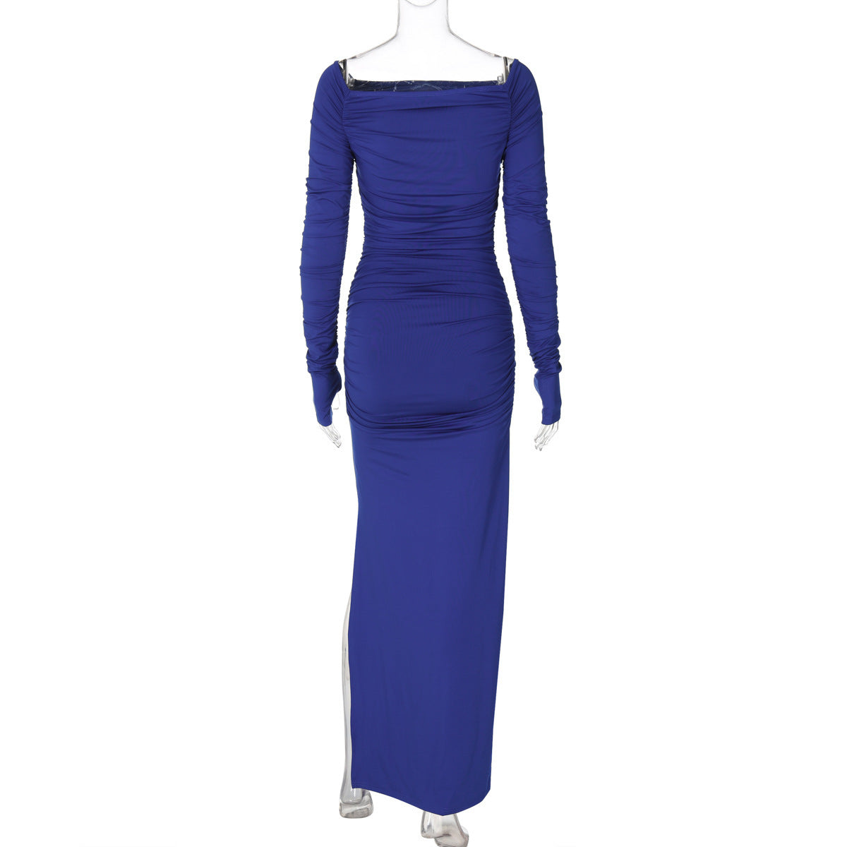 Women Off Shoulder Sexy Pleated Slit Dress 13