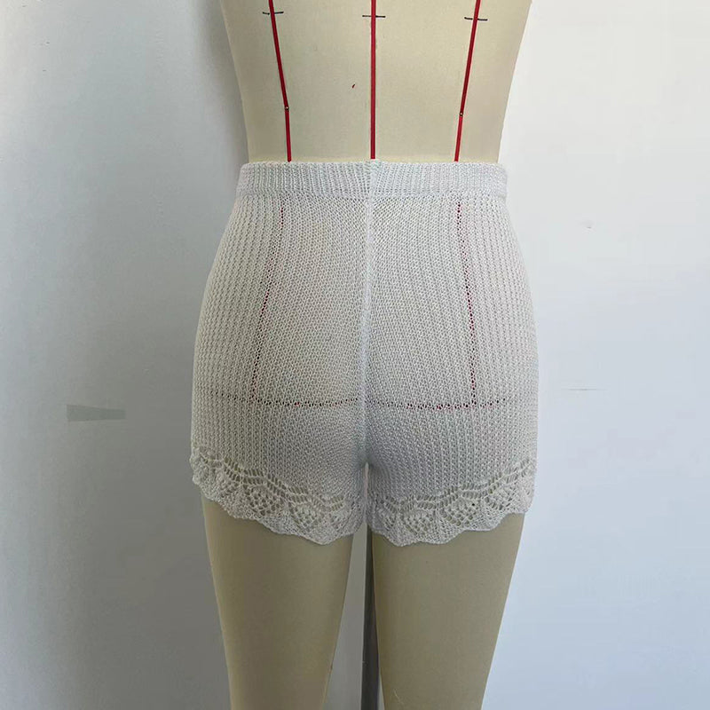 Fashion Women's Clothing Solid Color Knitted Holidays Beach Shorts 10