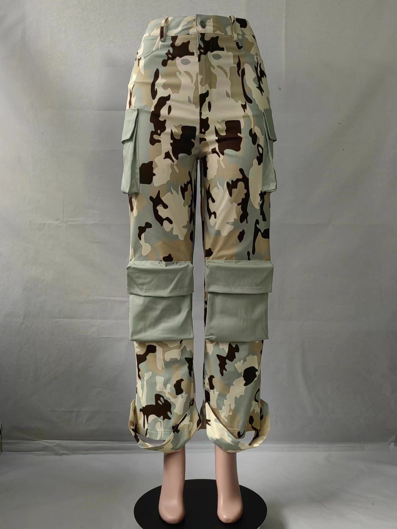 Women's High Waist Loose Straight Camouflage Printed Multi-Pocket Fashion Streetwear Cargo Pants 12