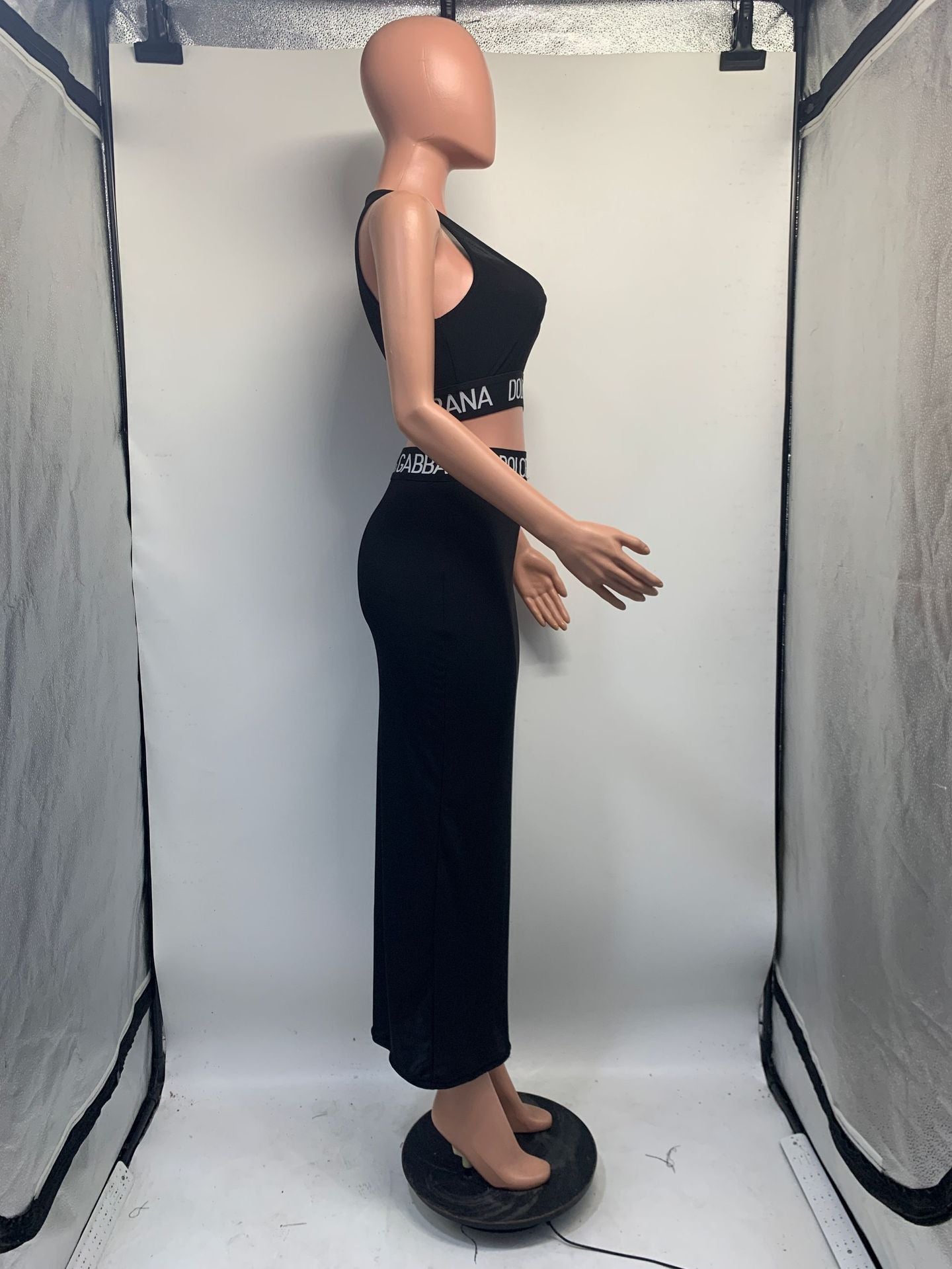 Women Summer Casual Letter Webbing Tank Top and Skirt Casual Two Piece Set 11