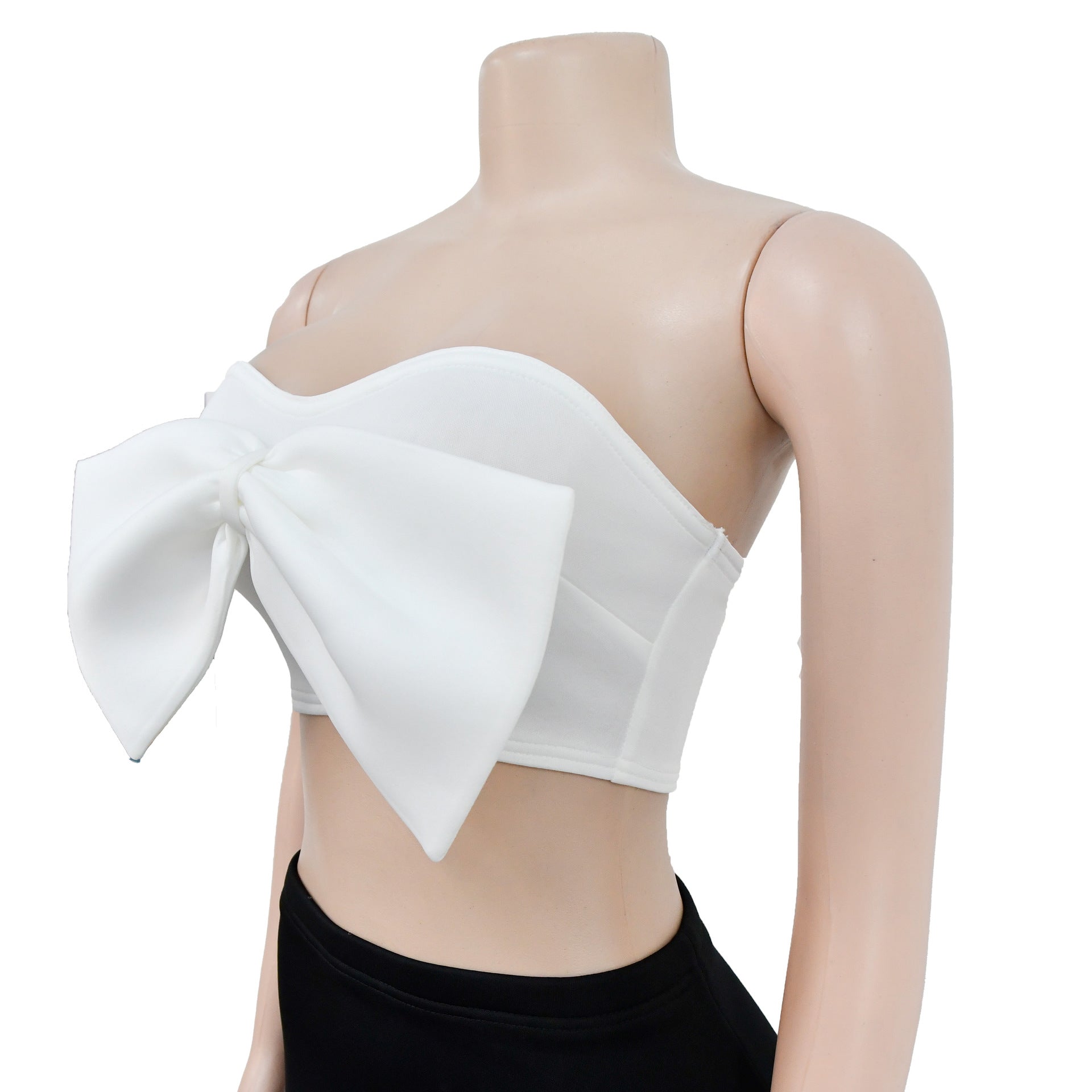 Women Sleeveless Strapless Bow Top and Bodycon Skirt Two-Piece Set 16