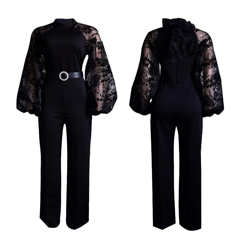 Women's Fall Long Sleeve Slim Fit Chic Casual Straight Jumpsuit 7