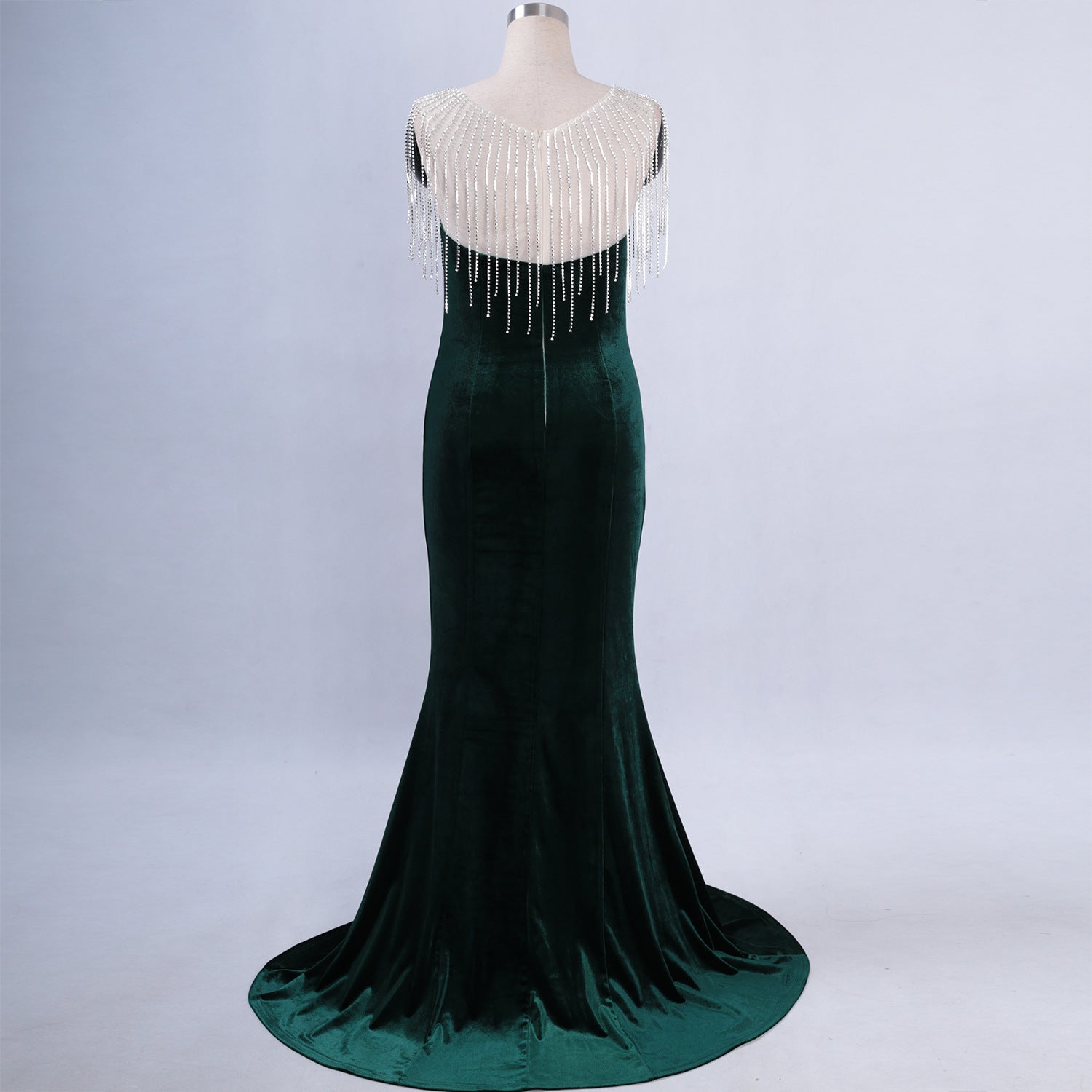 diamond chain velvet evening dress Formal Party long slim and elegant mermaid Prom Dress 35