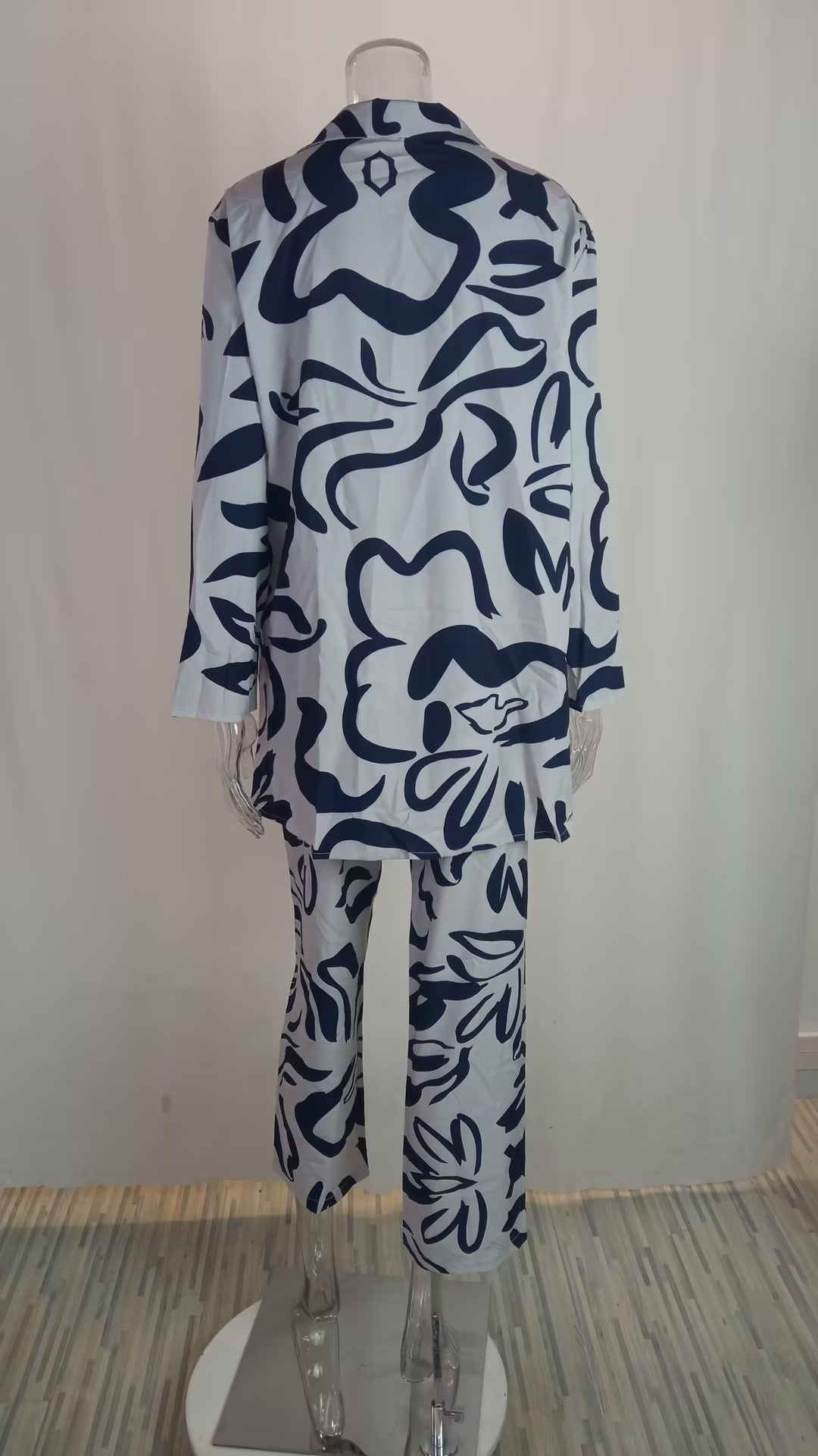 Early Spring Women's Chic Street Print Long Sleeve Fashion Casual Two Piece Pants Set 28