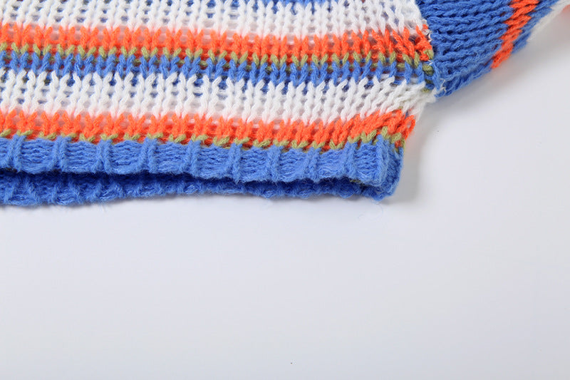 Women Fall/Winter Long Puff Sleeve Striped Sweater 18