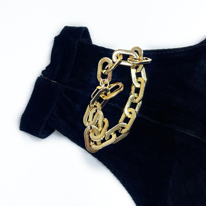 Summer Women corduroy metal chain Halter Neck off-shoulder sleeveless dress 10