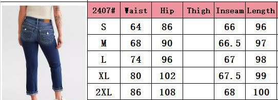 Women's Jeans Embroidered Slim Denim Trousers 12